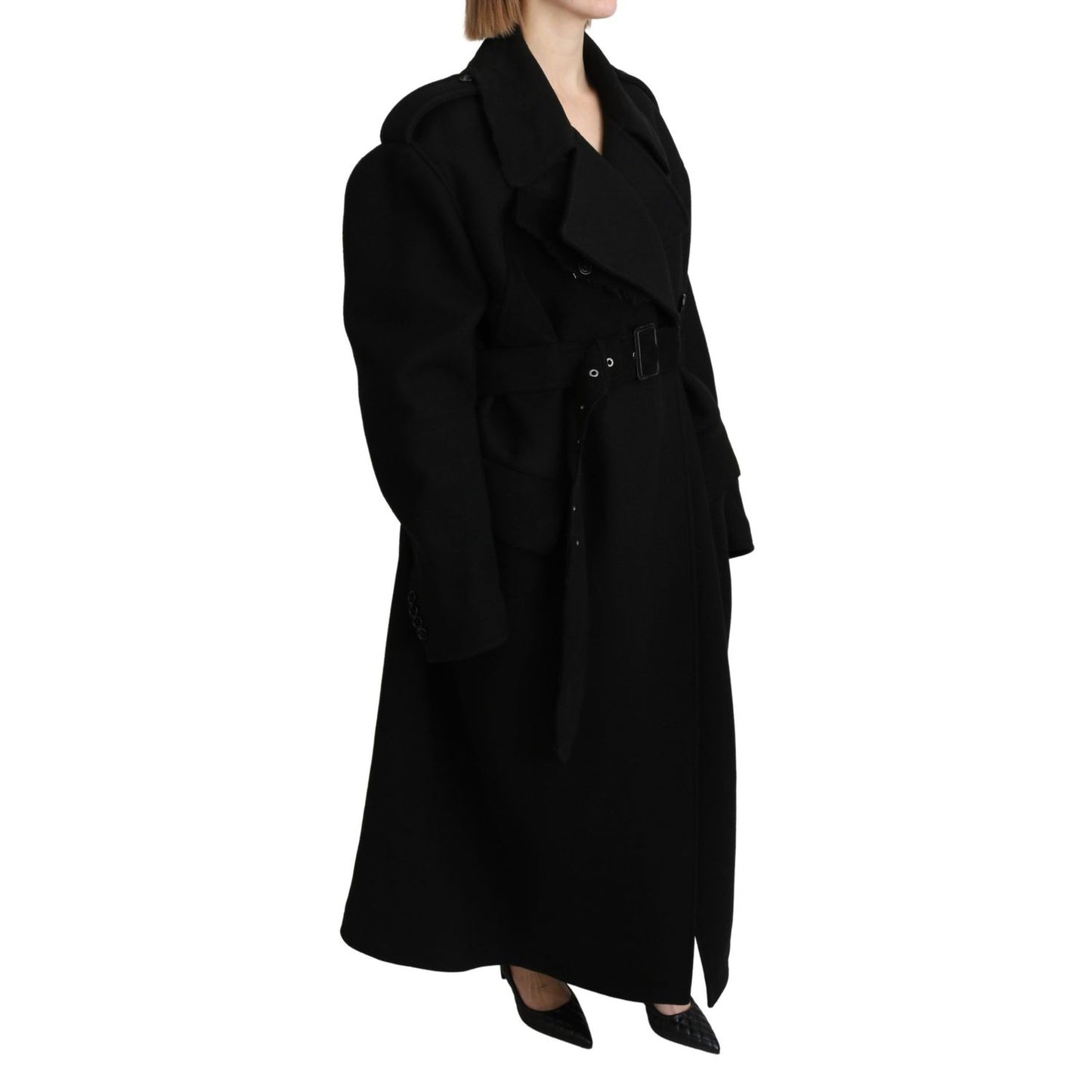 Dolce & Gabbana Virgin Wool Black Blazer Trenchcoat Jacket