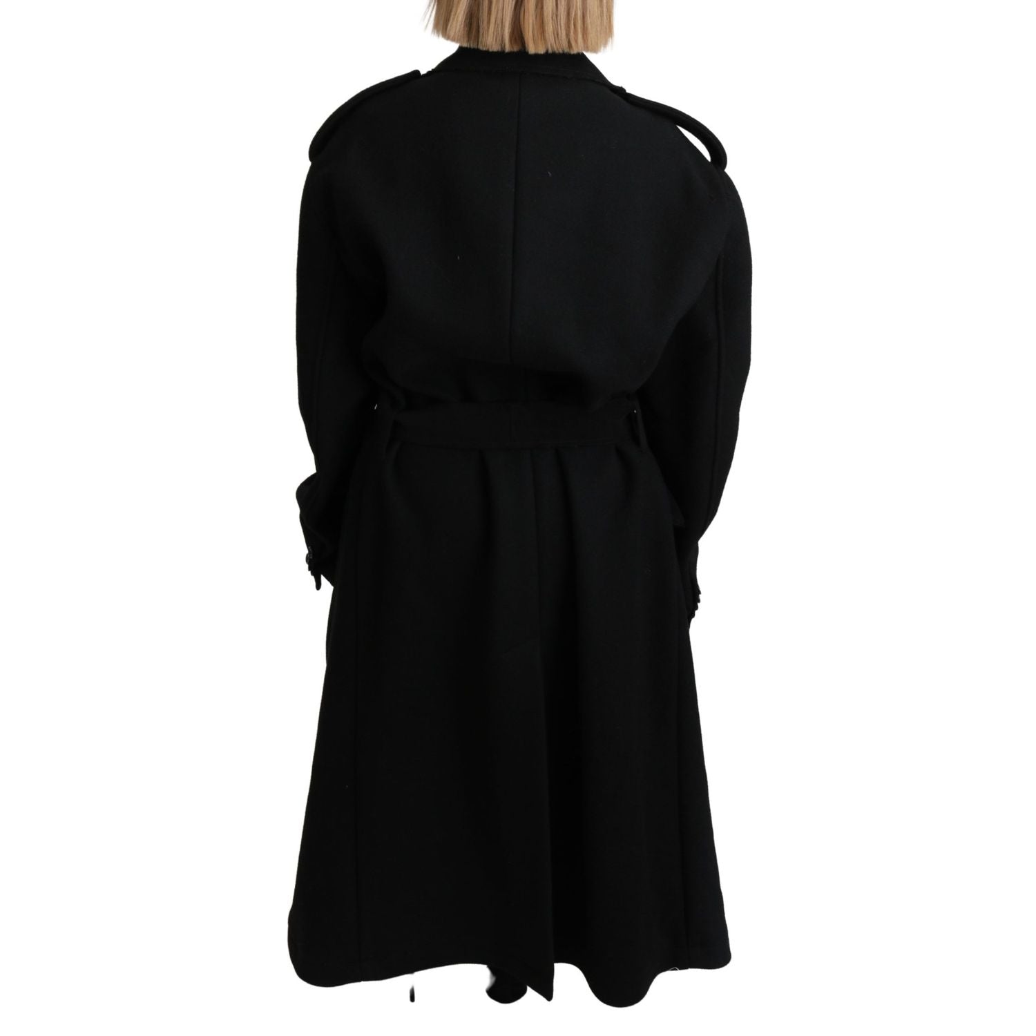 Dolce & Gabbana Virgin Wool Black Blazer Trenchcoat Jacket