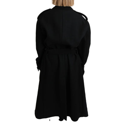 Dolce & Gabbana Virgin Wool Black Blazer Trenchcoat Jacket