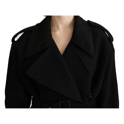 Dolce & Gabbana Virgin Wool Black Blazer Trenchcoat Jacket