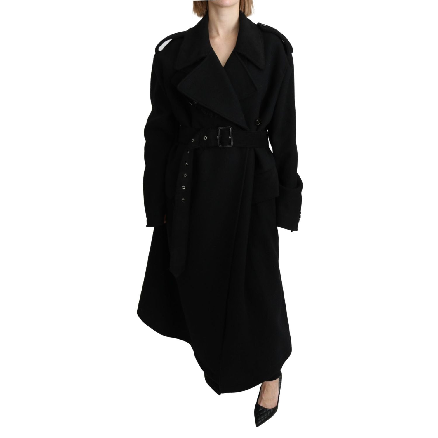 Dolce & Gabbana Virgin Wool Black Blazer Trenchcoat Jacket