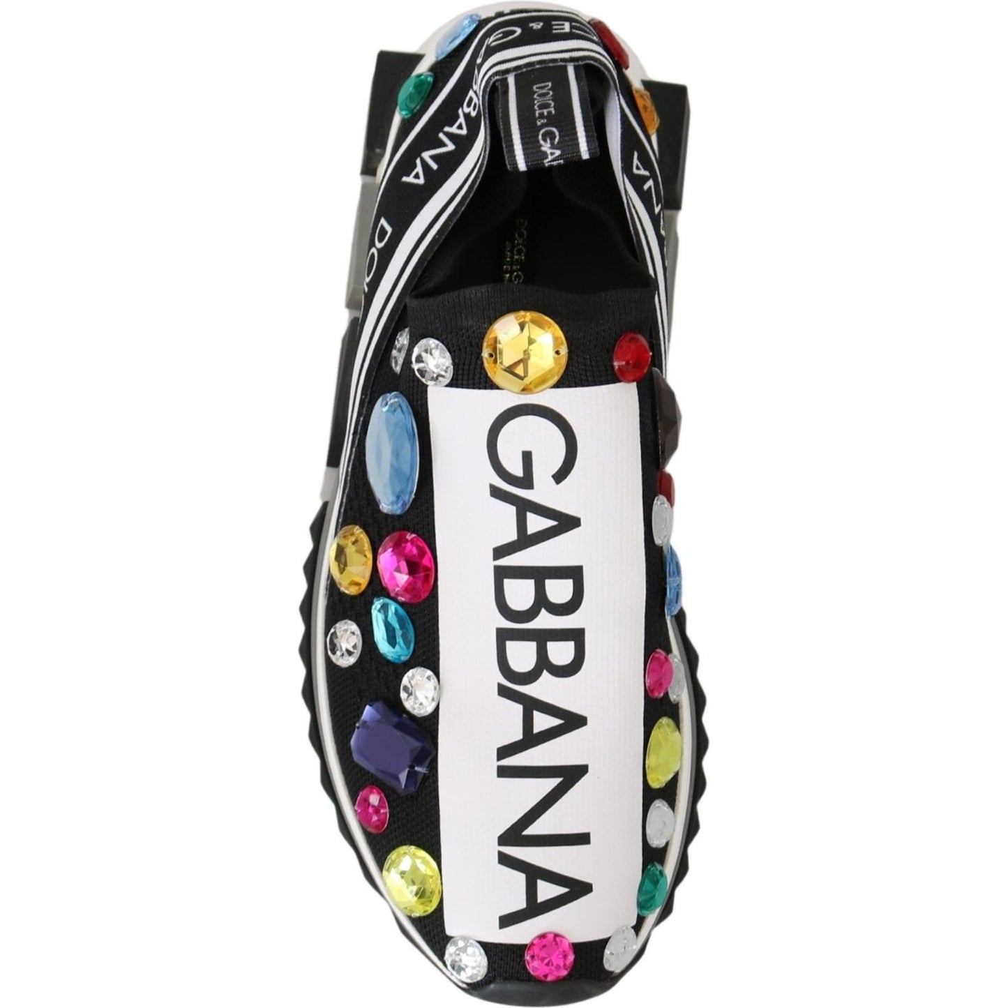 Dolce & Gabbana Black Crystal-Embellished Low Top Sneakers Dolce & Gabbana