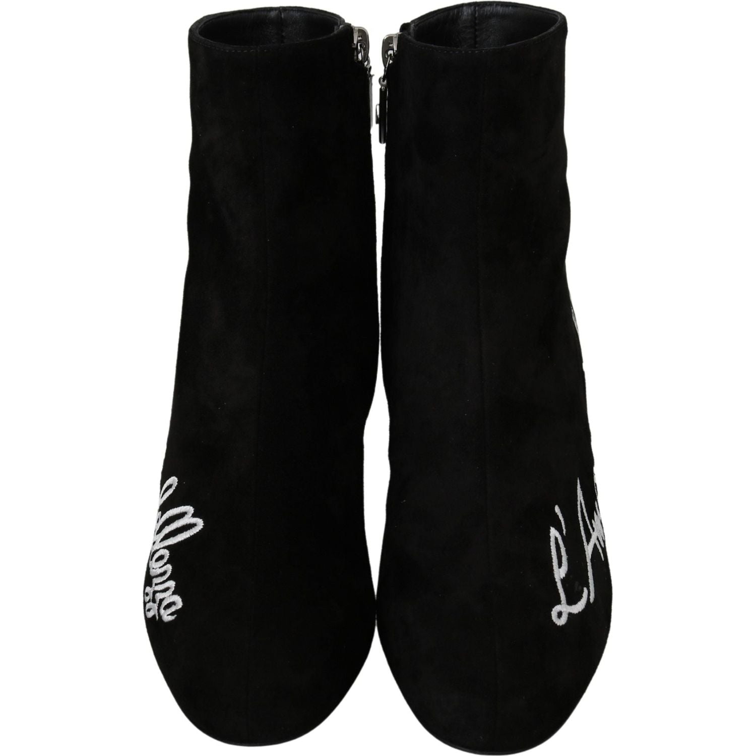 Dolce & Gabbana Black Suede L'Amore E'Bellezza Boots Shoes