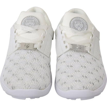 Philipp Plein White Polyester Casual Sneakers Shoes1728,67345645728,EU37/US6.5,Material: Polyester,New with tags,Philipp Plein,Shoes,Sneakers - Shoes,Sneakers - Women - Shoes,Sport Shoes (athletic shoes) - Sportswear - Clothing,Sportswear - Clothing,White