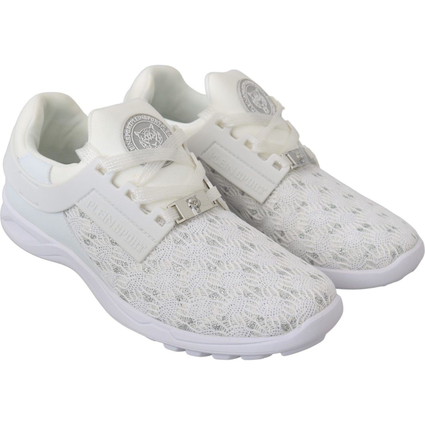 Philipp Plein White Polyester Casual Sneakers Shoes1728,67345645728,EU37/US6.5,Material: Polyester,New with tags,Philipp Plein,Shoes,Sneakers - Shoes,Sneakers - Women - Shoes,Sport Shoes (athletic shoes) - Sportswear - Clothing,Sportswear - Clothing,White
