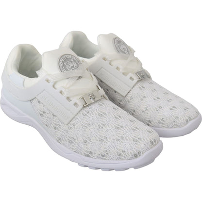 Philipp Plein White Polyester Casual Sneakers Shoes1728,67345645728,EU37/US6.5,Material: Polyester,New with tags,Philipp Plein,Shoes,Sneakers - Shoes,Sneakers - Women - Shoes,Sport Shoes (athletic shoes) - Sportswear - Clothing,Sportswear - Clothing,White