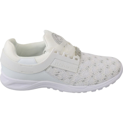 Philipp Plein White Polyester Casual Sneakers Shoes1728,67345645728,EU37/US6.5,Material: Polyester,New with tags,Philipp Plein,Shoes,Sneakers - Shoes,Sneakers - Women - Shoes,Sport Shoes (athletic shoes) - Sportswear - Clothing,Sportswear - Clothing,White