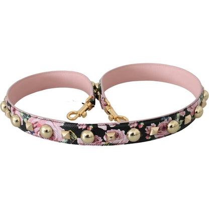 Dolce & Gabbana Pink Floral Leather Stud Accessory Shoulder Strap