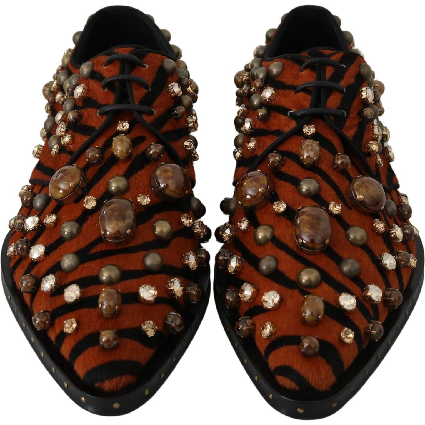 Dolce & Gabbana Tiger Pattern Crystal Embellished Flats Dolce & Gabbana