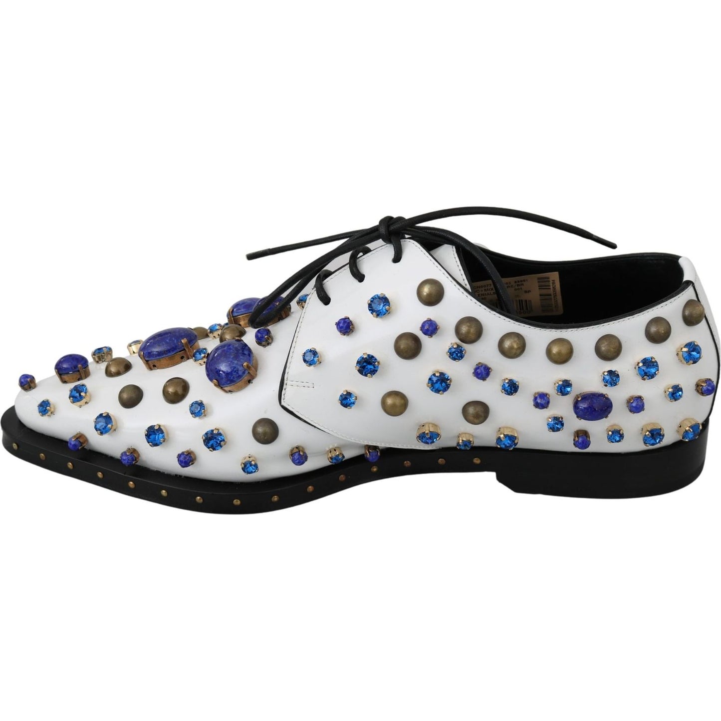 Dolce & Gabbana Elegant White Leather Dress Shoes With Crystals Dolce & Gabbana