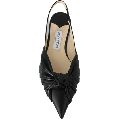 Jimmy Choo Black Leather Annabell Flat Shoes