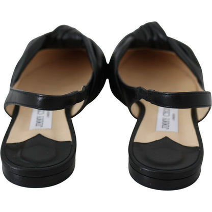 Jimmy Choo Black Leather Annabell Flat Shoes