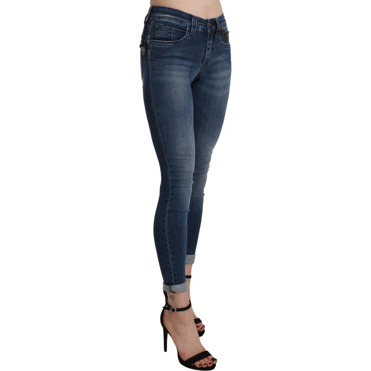 Ermanno Scervino Chic Blue High Waist Cropped Jeans Ermanno Scervino