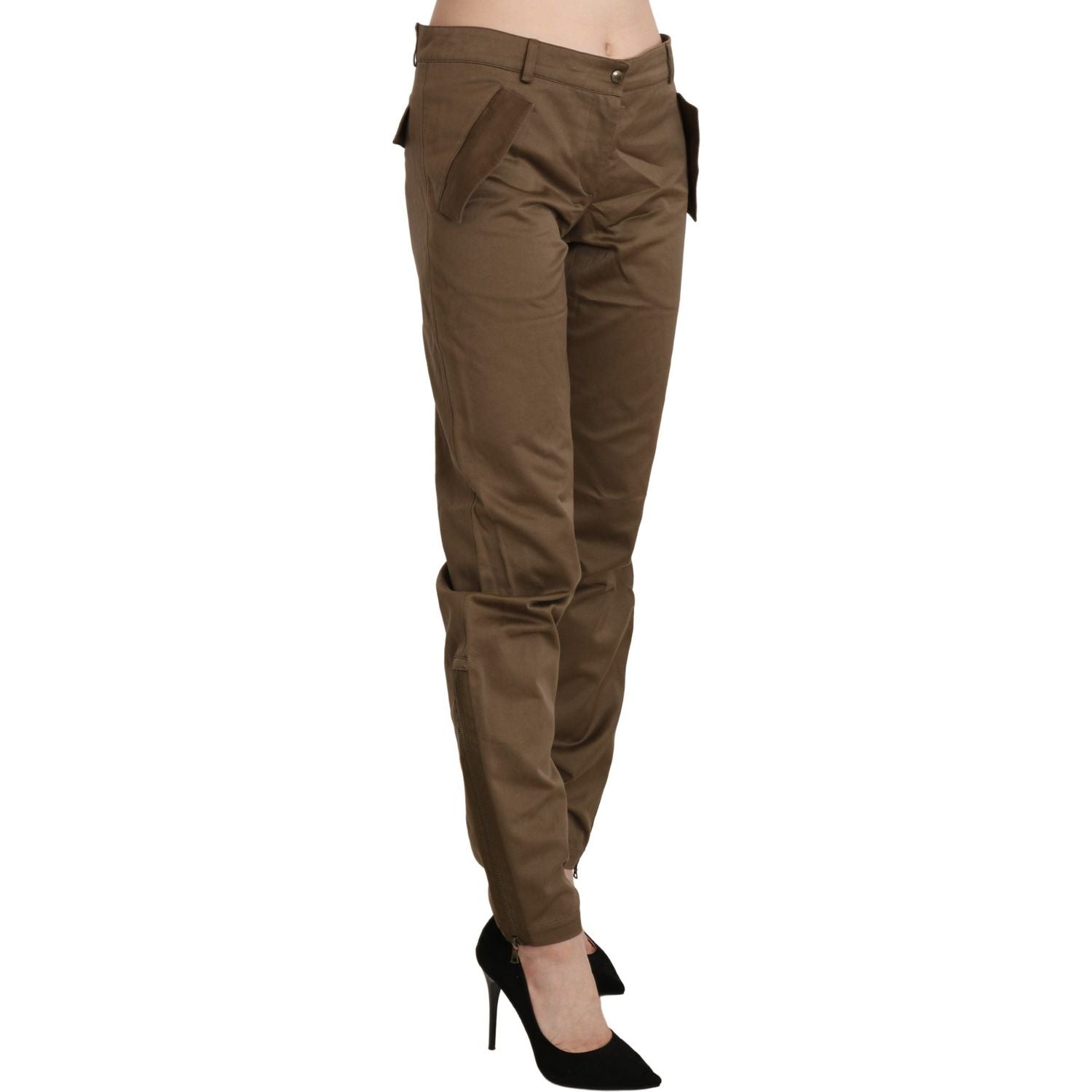 Ermanno Scervino Brown Mid Waist Straight Cotton Pants