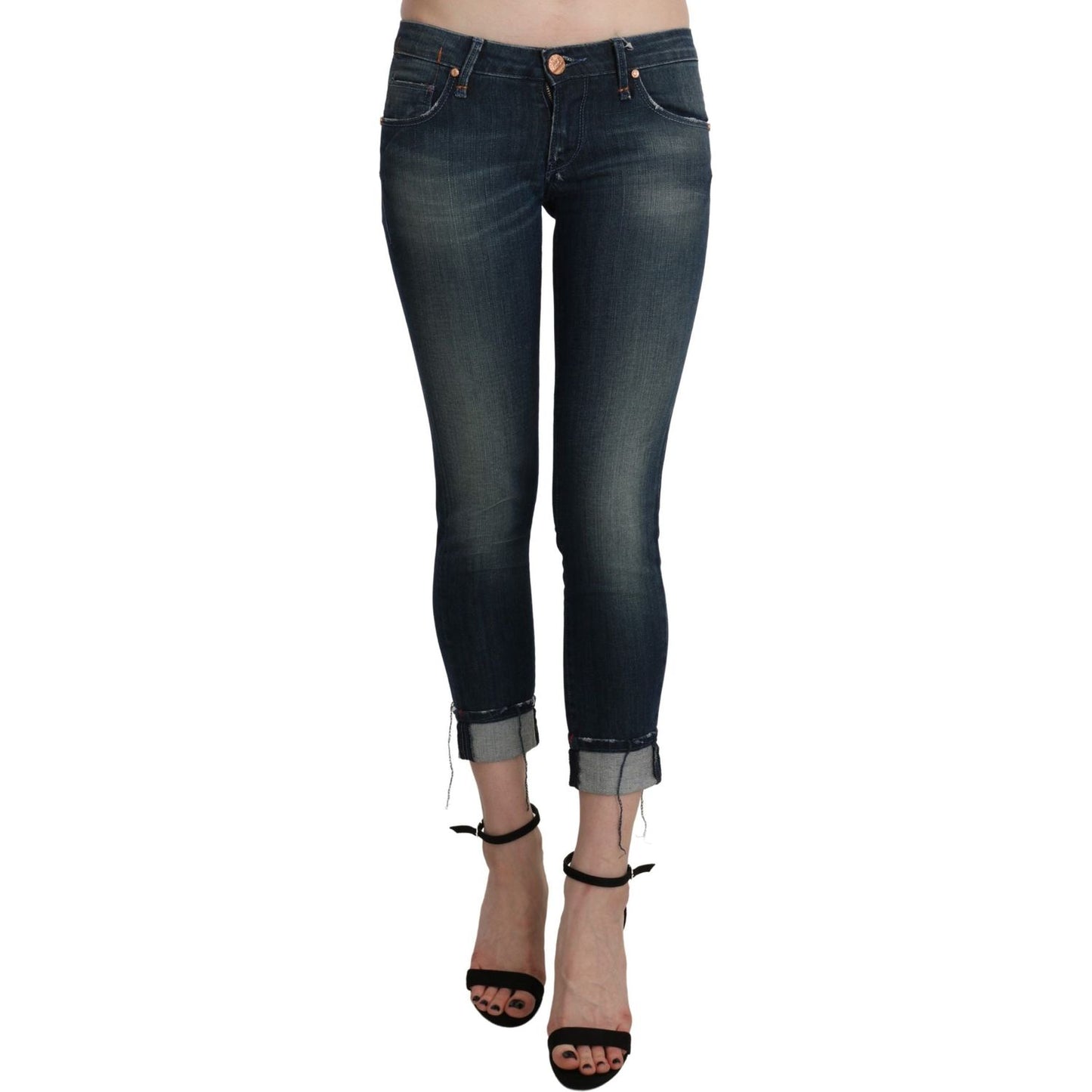 Acht Chic Blue Washed Skinny Cropped Denim Jeans & Pants Acht