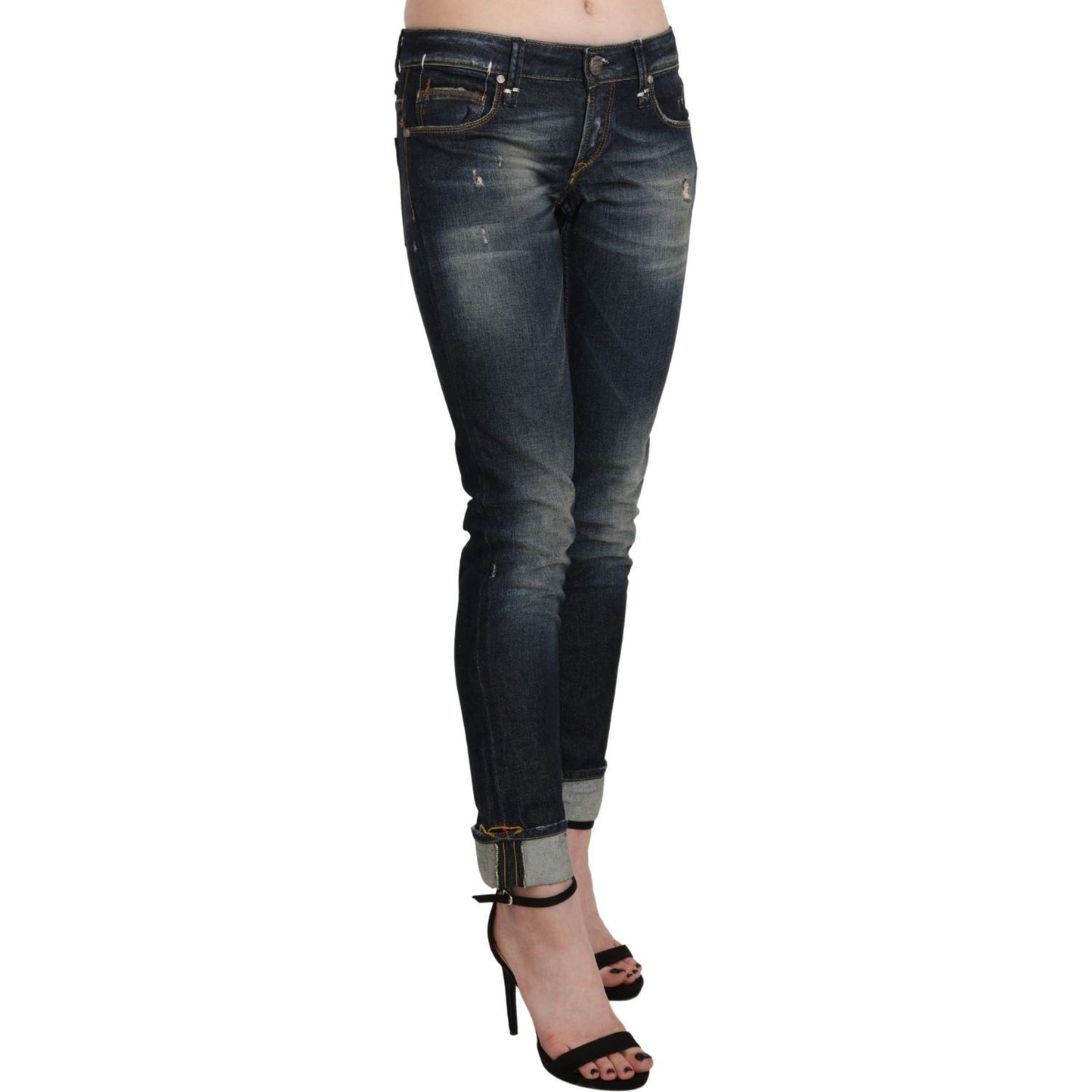 Acht Chic Dark Blue Skinny Cropped Jeans Jeans & Pants Acht