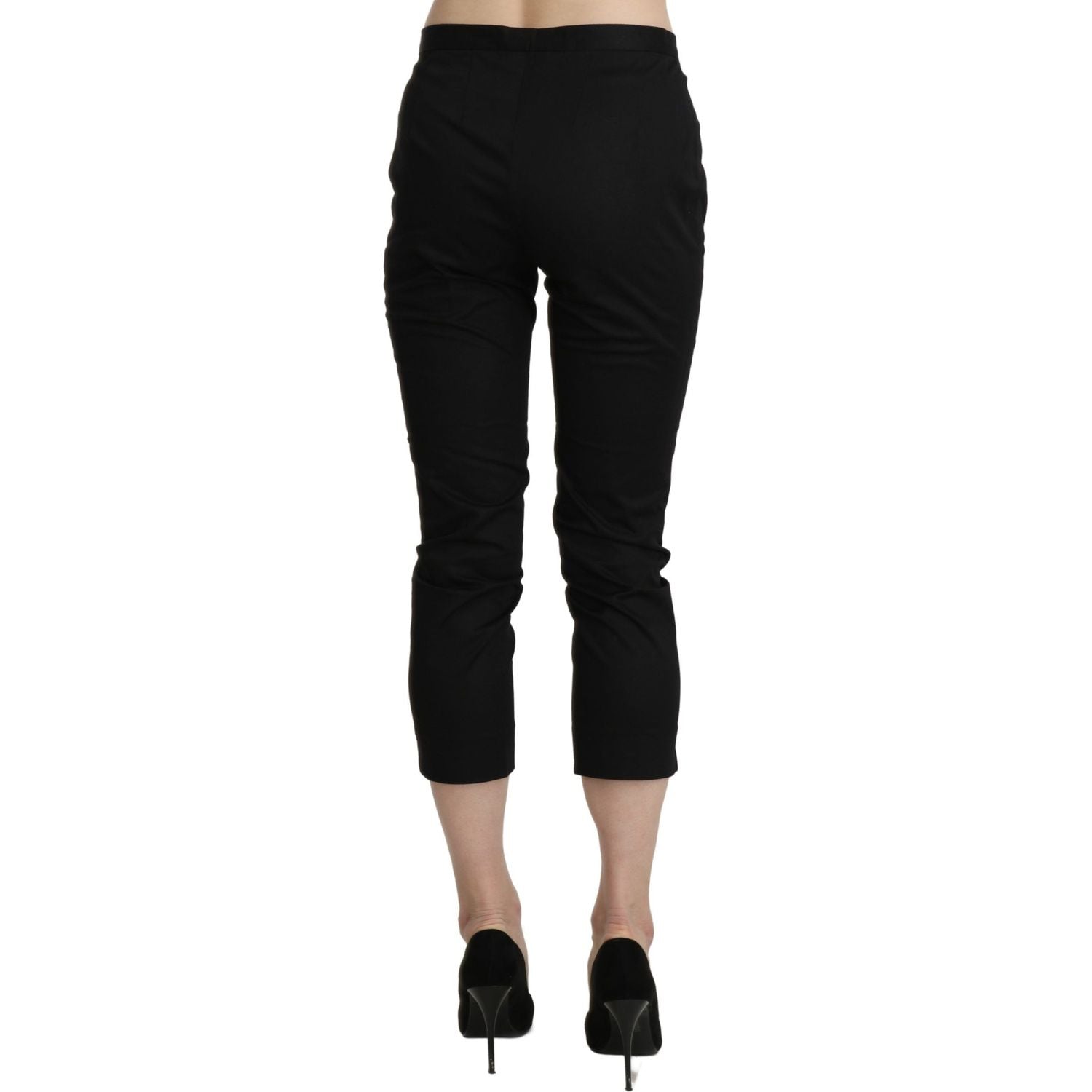 BENCIVENGA Black High Waist Skinny Cropped Dress Trouser Pants