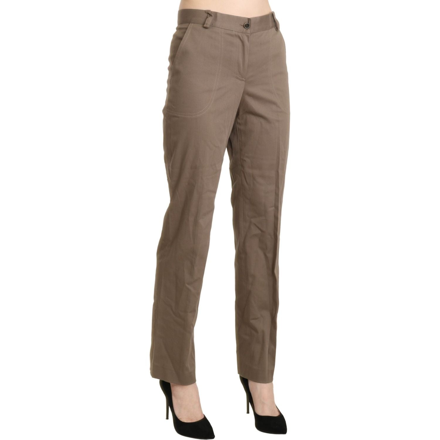 BENCIVENGA Elegant High Waist Straight Pants in Brown