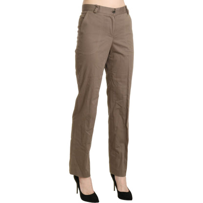 BENCIVENGA Elegant High Waist Straight Pants in Brown BENCIVENGA