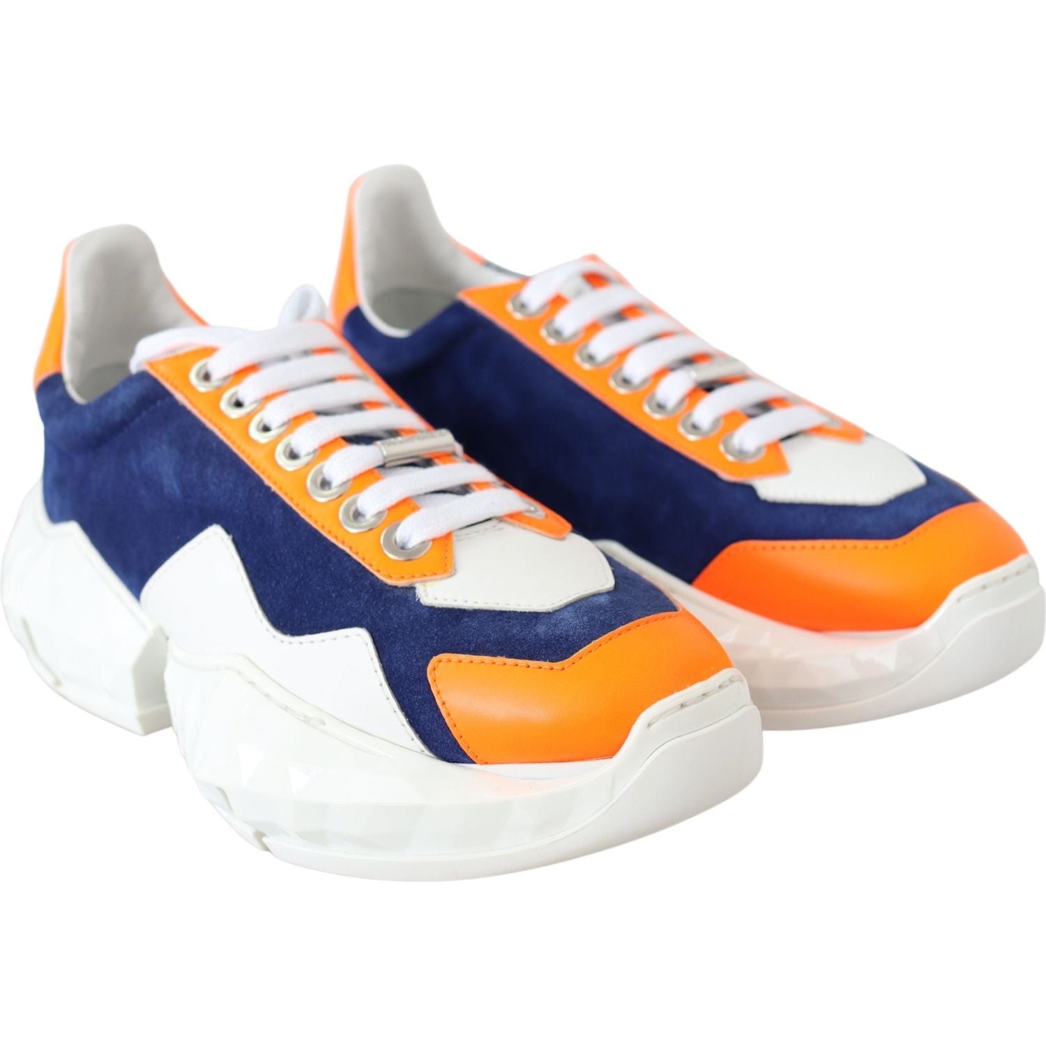 Jimmy Choo Diamond Blue Orange Leather Sneaker