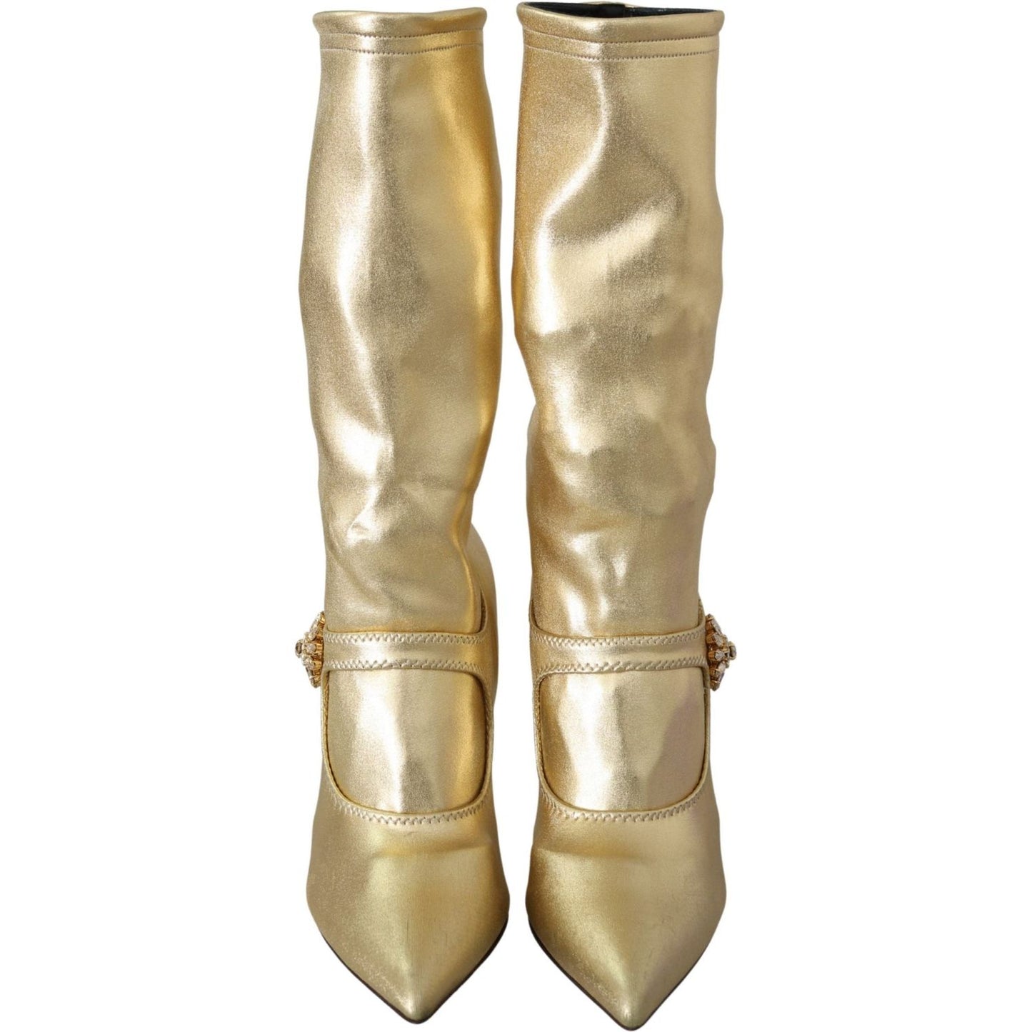 Elegant Gold Ankle Boots Socks with Rhinestones