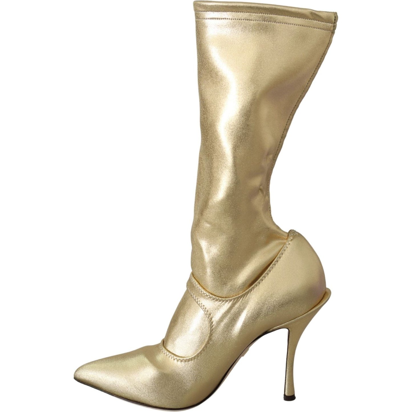 Elegant Gold Ankle Boots Socks with Rhinestones