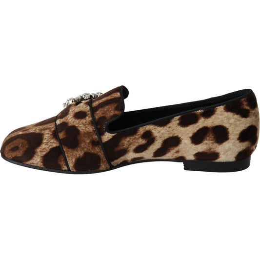 Dolce & Gabbana Leopard Print Crystal Embellished Loafers Dolce & Gabbana