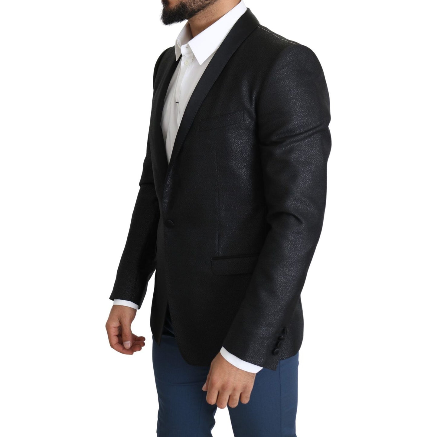 Dolce & Gabbana Elegant Black Jacquard Slim Fit Blazer Dolce & Gabbana