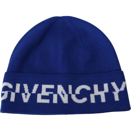 Givenchy Chic Unisex Cobalt Wool Beanie with Logo Detail Beanie Hat Givenchy