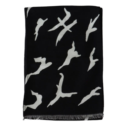 Givenchy Black White Wool Unisex Winter Warm Scarf Wrap Shawl