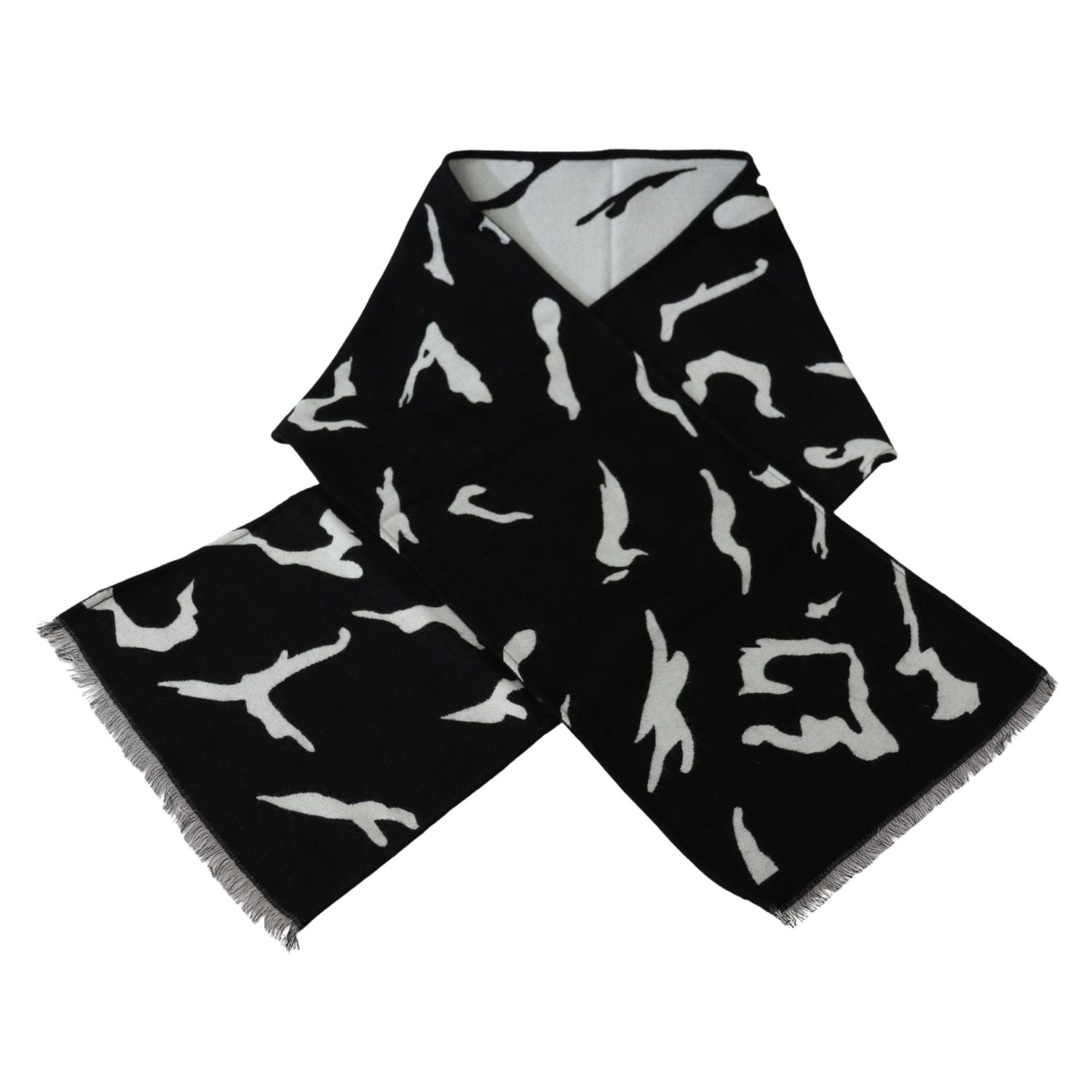 Givenchy Black White Wool Unisex Winter Warm Scarf Wrap Shawl