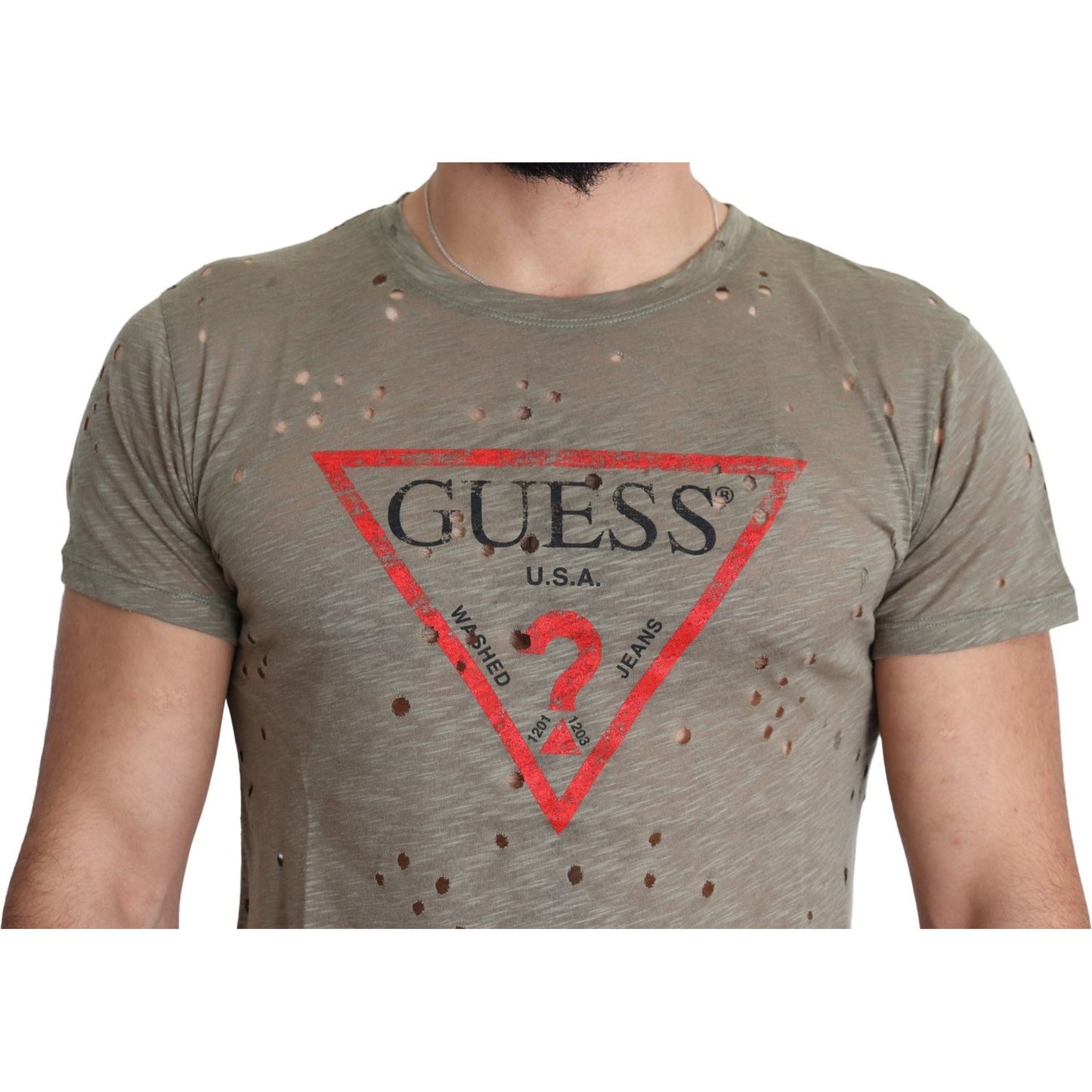 Guess Chic Brown Cotton Stretch Tee Guess