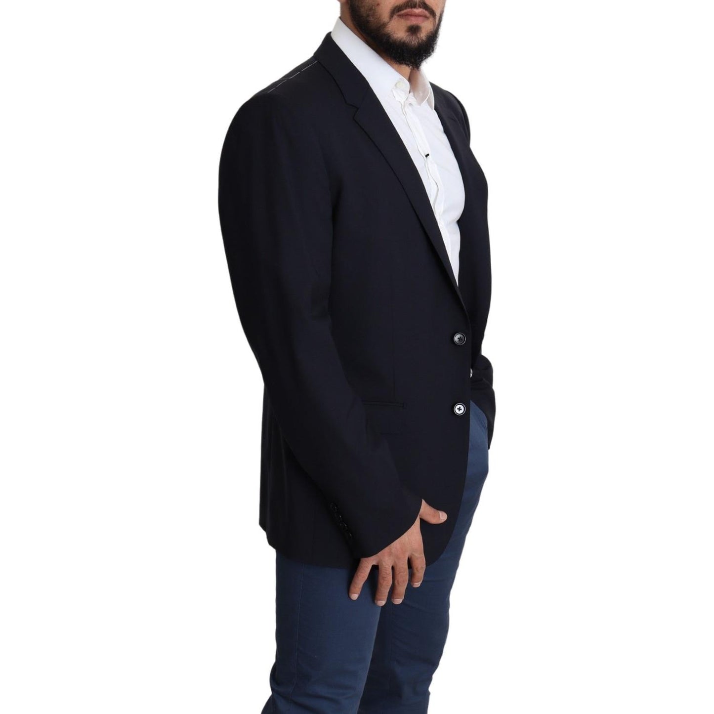 Dolce & Gabbana Black Wool Stretch Men Coat MARTINI Blazer
