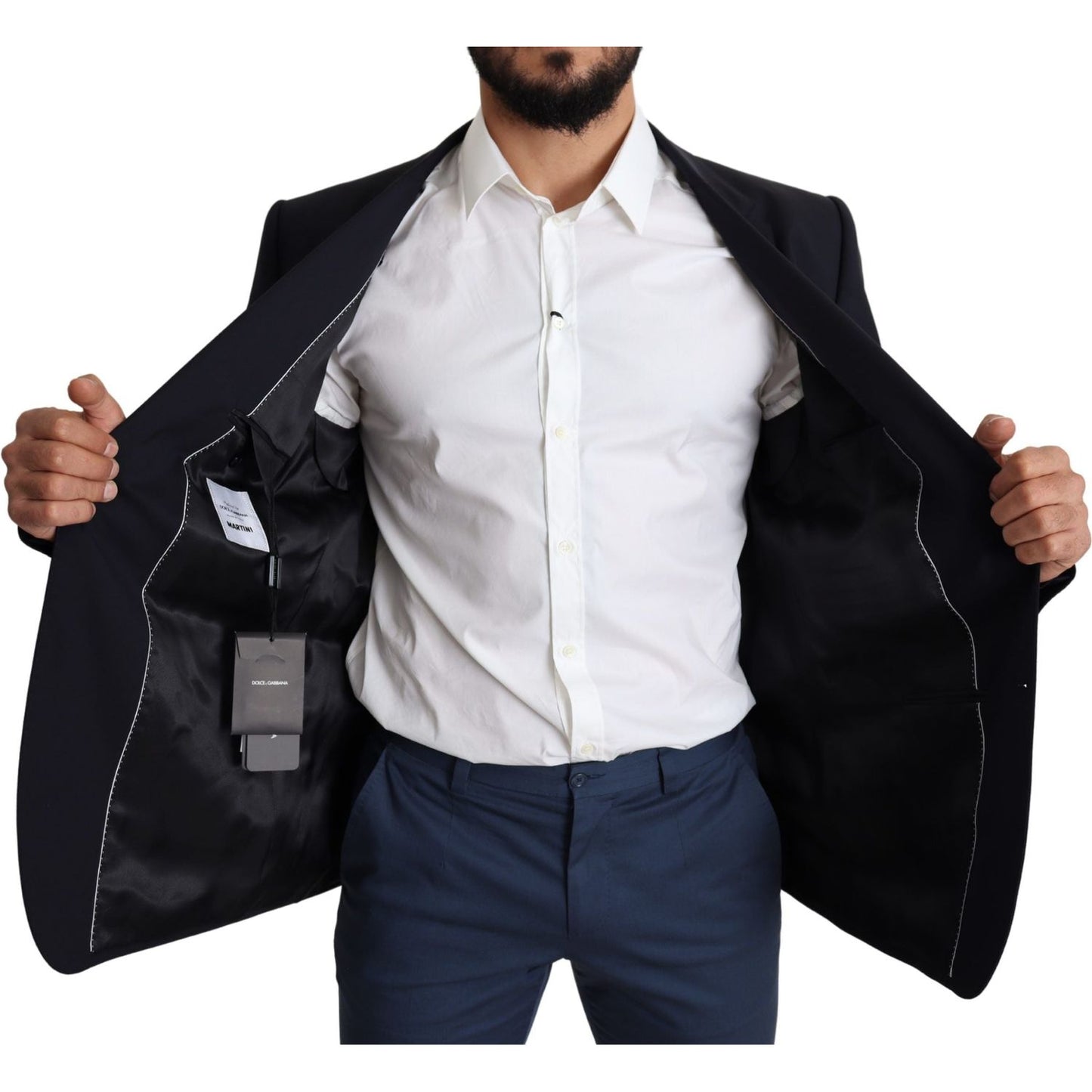 Dolce & Gabbana Black Wool Stretch Men Coat MARTINI Blazer