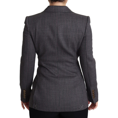 Dolce & Gabbana Gray Single Breasted Fitted Blazer Wool Jacket