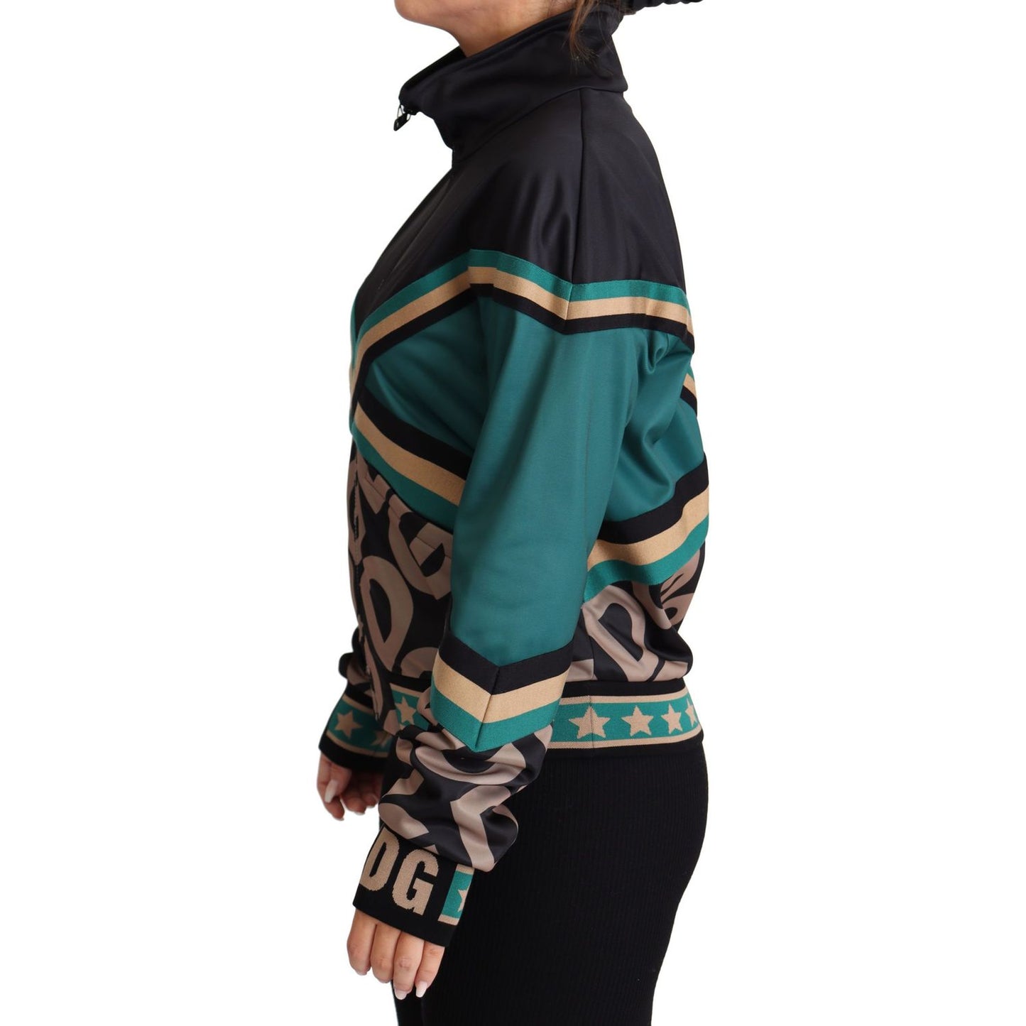 Dolce & Gabbana Multicolor DG Logo Mania Track Bomber Jacket