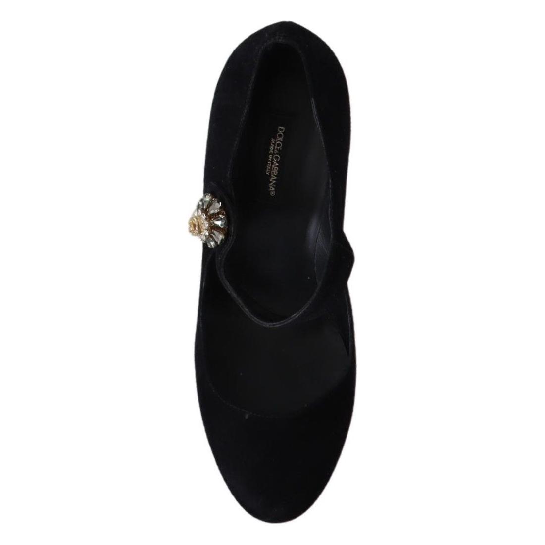 Dolce & Gabbana Elegant Black Suede Mary Janes Pumps Dolce & Gabbana