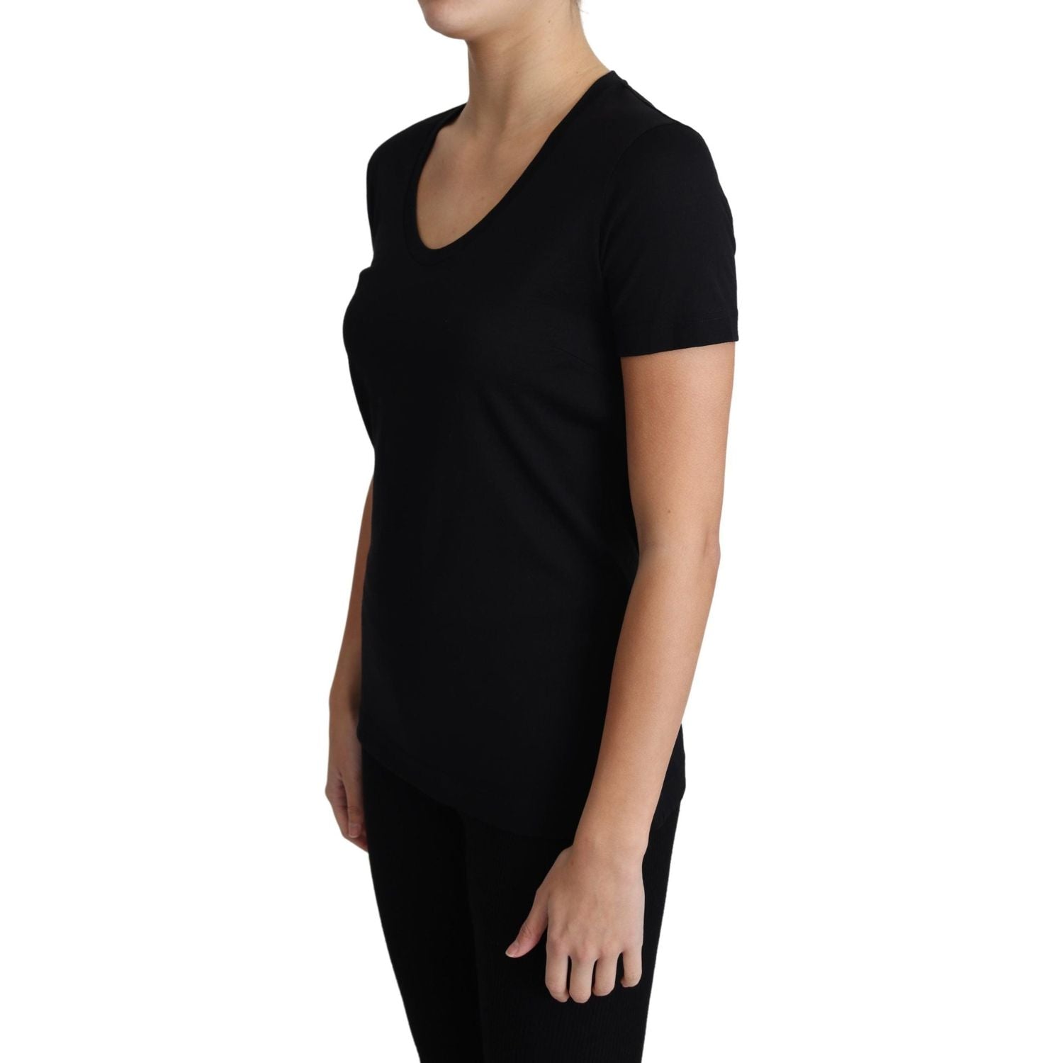 Dolce & Gabbana Black Wool Round Neck Short Sleeves T-shirt