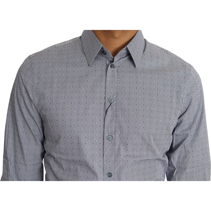 Dolce & Gabbana Gray Dotted Semi Fitted Formal SICILIA Shirt
