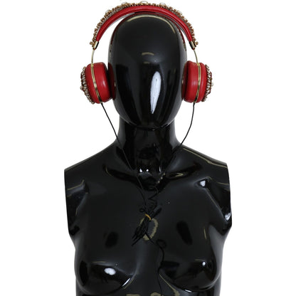 Dolce & Gabbana FRENDS Leather Red Floral Crystal Headset Headphones