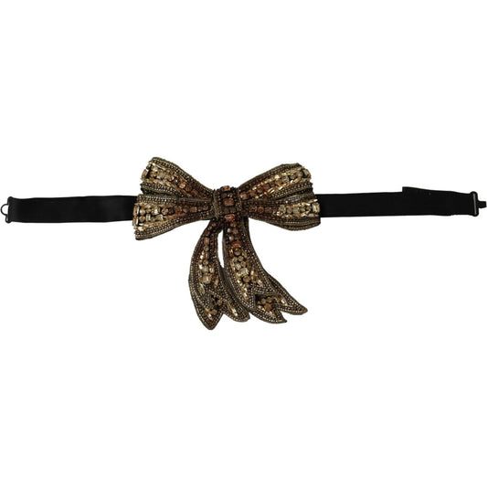 Elegant Silk Rhinestone Bow Tie