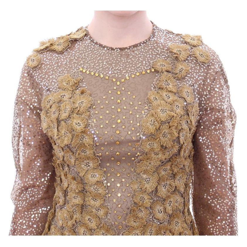 Lanre Da Silva Ajayi GOLD Long Lace Maxi Crystal Dress