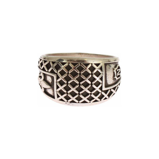 Elegant Silver Band with Black Accents