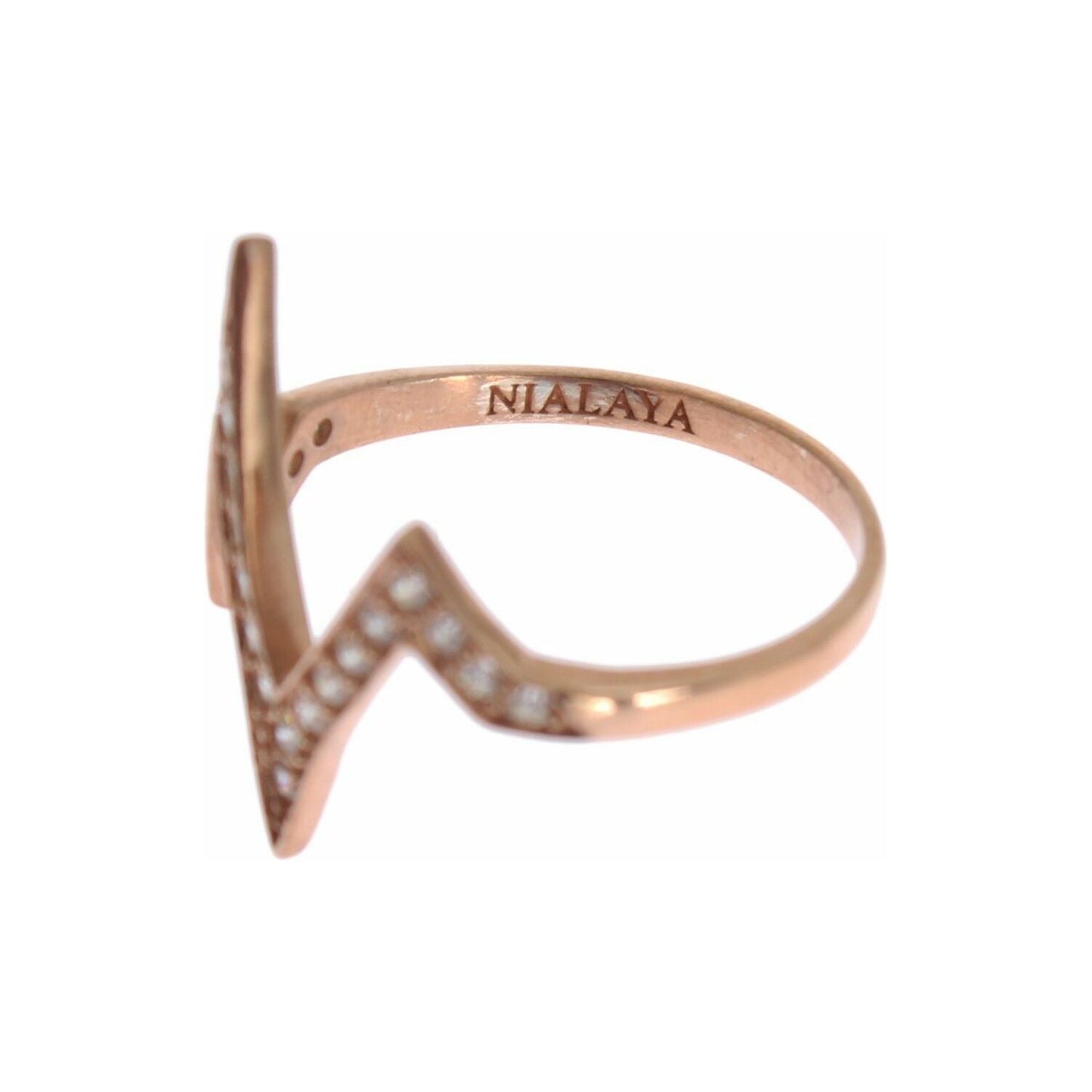 Nialaya Pink Gold 925 Silver Womens Clear Ring