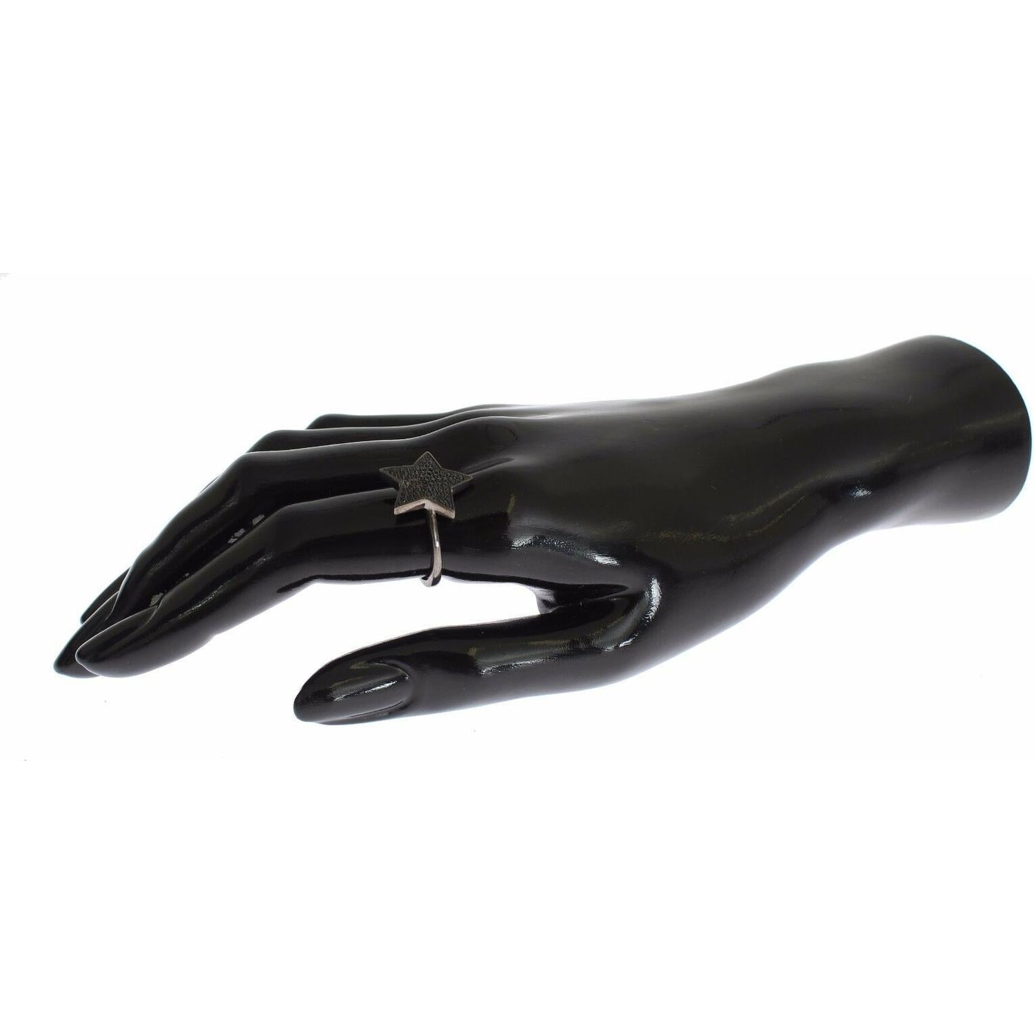 Nialaya Black CZ Star 925 Silver Womens Ring