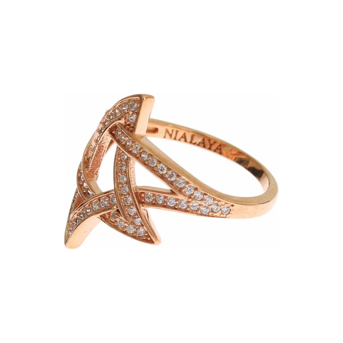 Nialaya Pink Gold Plated Silver CZ Crystal Ring Ring Nialaya