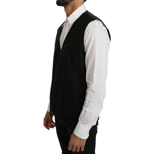 Dolce & Gabbana Elegant Black Formal Wool Blend Vest Dolce & Gabbana