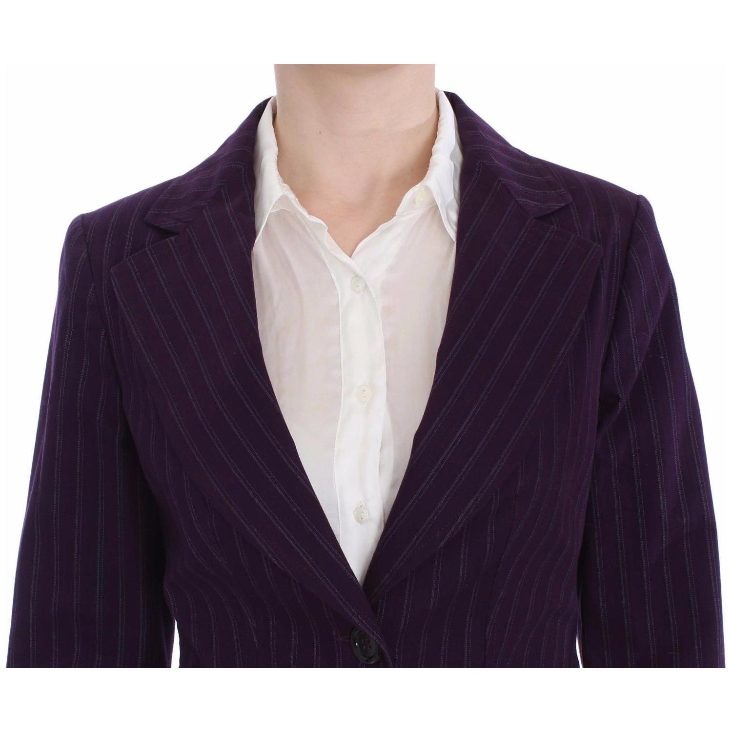 BENCIVENGA Purple Striped Stretch Coat Blazer Pants Suit