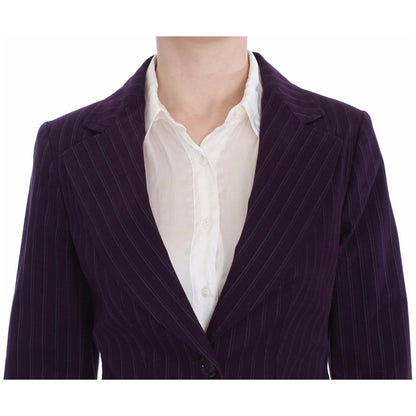 BENCIVENGA Purple Striped Stretch Coat Blazer Pants Suit