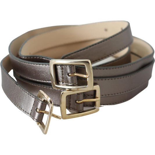 Metallic Bronze Leather Fashion Belt